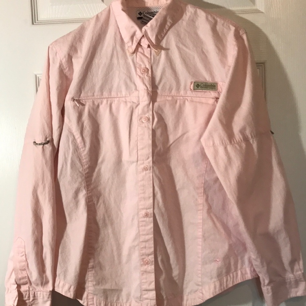 Columbia sportswear pink outdoor LS button down shirt size medium camping hikin